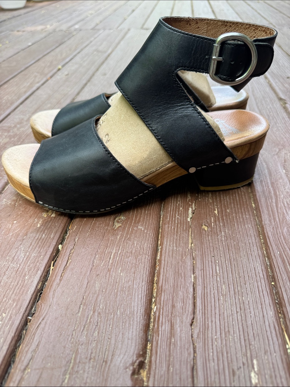 Dansko MINKA Black Leather Two-Band Ankle-Strap Sandals - Picture 3 of 10